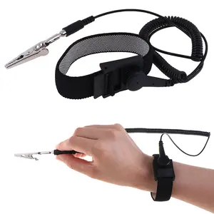 FASHION - Adjustable Anti Static Bracelet Electrostatic ESD Discharge Cable Wrist Band Strap Hand Grounding Wire Cordless Wireless Clip