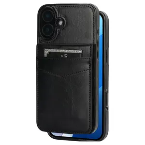 Entronix Case Compatible with iPhone 17 - [6 Slot Card Holder] Slim Leather Wallet