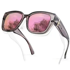 [FitOver Sunglasses]SIPHEW Mirrored Sunglasses Polarized Fit Over Glasses for Women Men for Driving - Trendy Large Square Oversized  UV400 Protection Sun Glasses