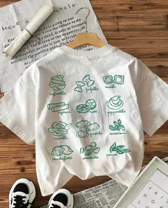 Always Al Dente Front Print Various Pasta Types Line Art Back Graphic Women's White Oversized Short Sleeve T-Shirt/