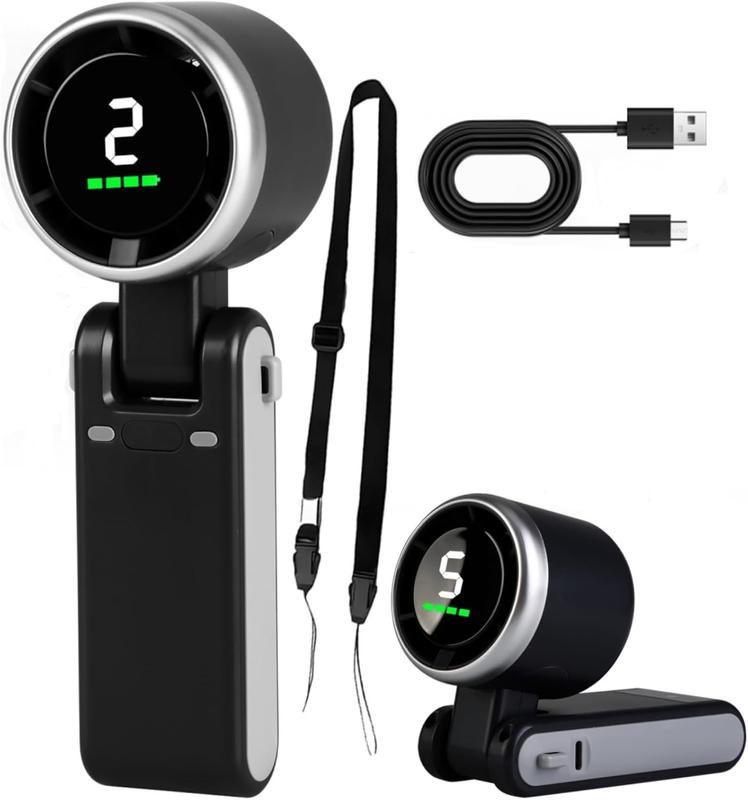 2PCS Portable Handheld Turbo Fan, 5 Gear Wind,4000mAh Battery Operated, Up to 10 Working Hours, 3 IN 1 Hand Fan Rechargeable with Air Turbo Tech Cooling Fan for Outdoor Activities, Travel, Working fathersdaygift