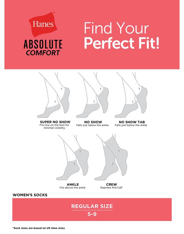 Hanes Absolute Comfort Women's Heel Shield Socks 4-pairs Intimates Multi Pack Comfortable Fit Soft Stretch Fabric Breathable Hwach4