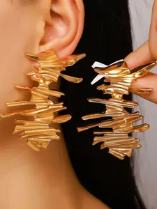 Fashionable Irregular Layered Earrings, High-Quality Luxury Ear Jewelry, Geometric Design, Perfect for Daily Wear and Casual Office