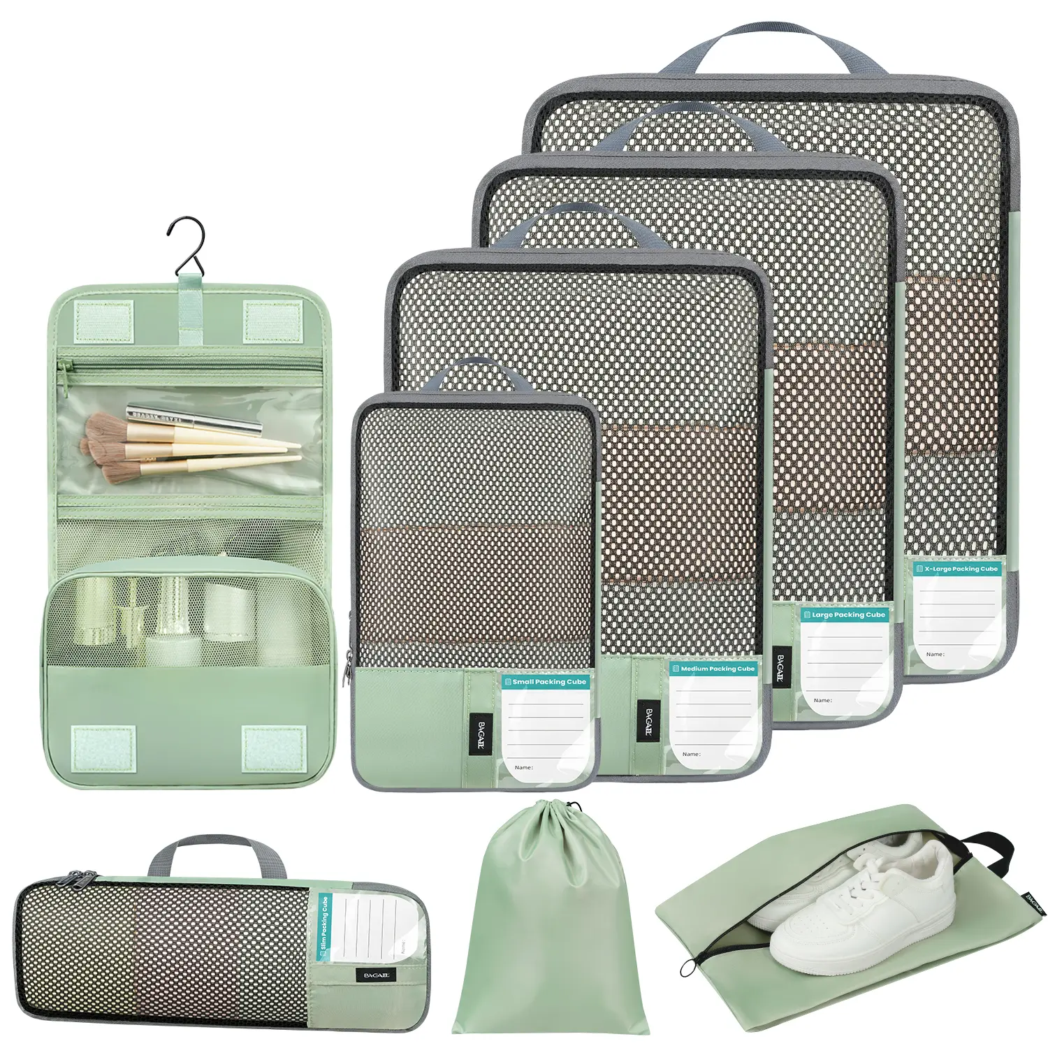 BAGAIL 8-Pack Multi-Function Compression Packing Cubes, Expandable Luggage Organizer, Lightweight Travel Organizer Set for Summer Travel,summerwins