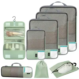 【SummerVibes】BAGAIL 8-Pack Compression Cubes for Travel, Expandable Suitcase Organizers, Lightweight Travel Bags