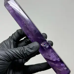 Large 7.0” inch Amethyst w/ Rainbow Inclusion Polished Wand Specimen - Beautiful!