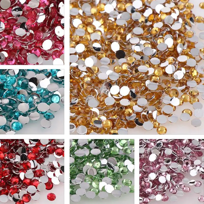 1000pcs 2mm 25 Colors Rhinestones Non fix Round Resin Flatback Rhinestones For DIY Nail Art Jewelry Decorations