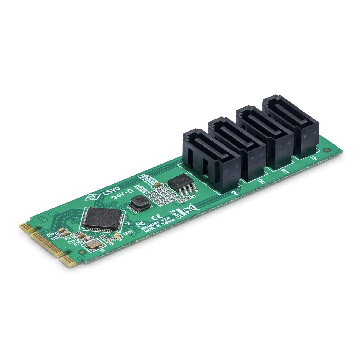 StarTech 4P-SATA-M2-ADAPTER 4-Port 2280 M.2 SSD Adapter - PCIe x4 Integrated Card, Supports 4x Drives, TRIM, Linux, Windows 8 and Up, Cost-Effective Storage Expansion, Expands Storage Capabilities for External Enclosures, Supports Trim