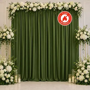 Scuba Polyester Event Backdrop Curtain Olive Green 10ftx10ft Durable Flame Resistant Wrinkle-Free Photography Drape Panel With Rod Pocket