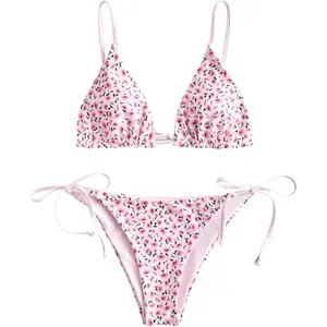 Women's Triangle Bikini Floral String Bikini Set Two Piece Swimsuit Bathing Suits