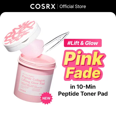 [COSRX Official] Pink Peptide Collagen Lifting Glow Serum Pad | Firming & Anti-Aging Toner Pads for Elasticity & Radiance | 300mL Serum Pad Peptide Serum, Glowing Skin, Skin Repair, Plump Skin