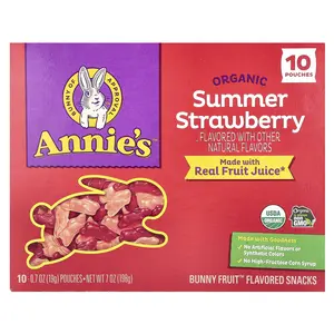 Annie's Homegrown Organic Bunny Fruit™ Snacks, Summer Strawberry, 10 Pouches, 0.7 oz (19 g) Each