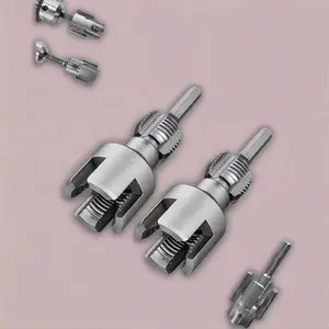 Pipe Thread Cutting Tool, Integrated Internal & External Pipe Threading Tool,Electric Drill Compatible PVC Pipe Threader Kit,1/2" (DN15) 3/4" (DN20) Pipe Sizes Rethreading Tool (silvery)