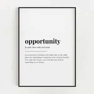 Opportunity Definition Print, Definition Poster No Frame, Quote Print, Wall Decor, Wall Art Print