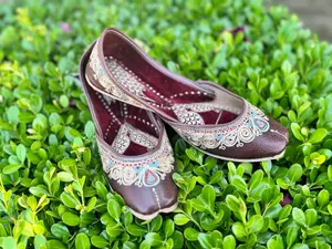 Maroon Zari Embroidery  Jutti Footwear Flat