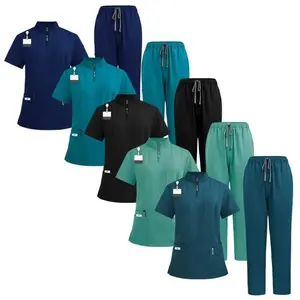 Unisex Workwear 2-Piece Set Summer Elastic Pet Nursing Brush Nurses Work Clothes Women's Scrub Suits Wholesale Casual Womenswear Uniforms Comfort