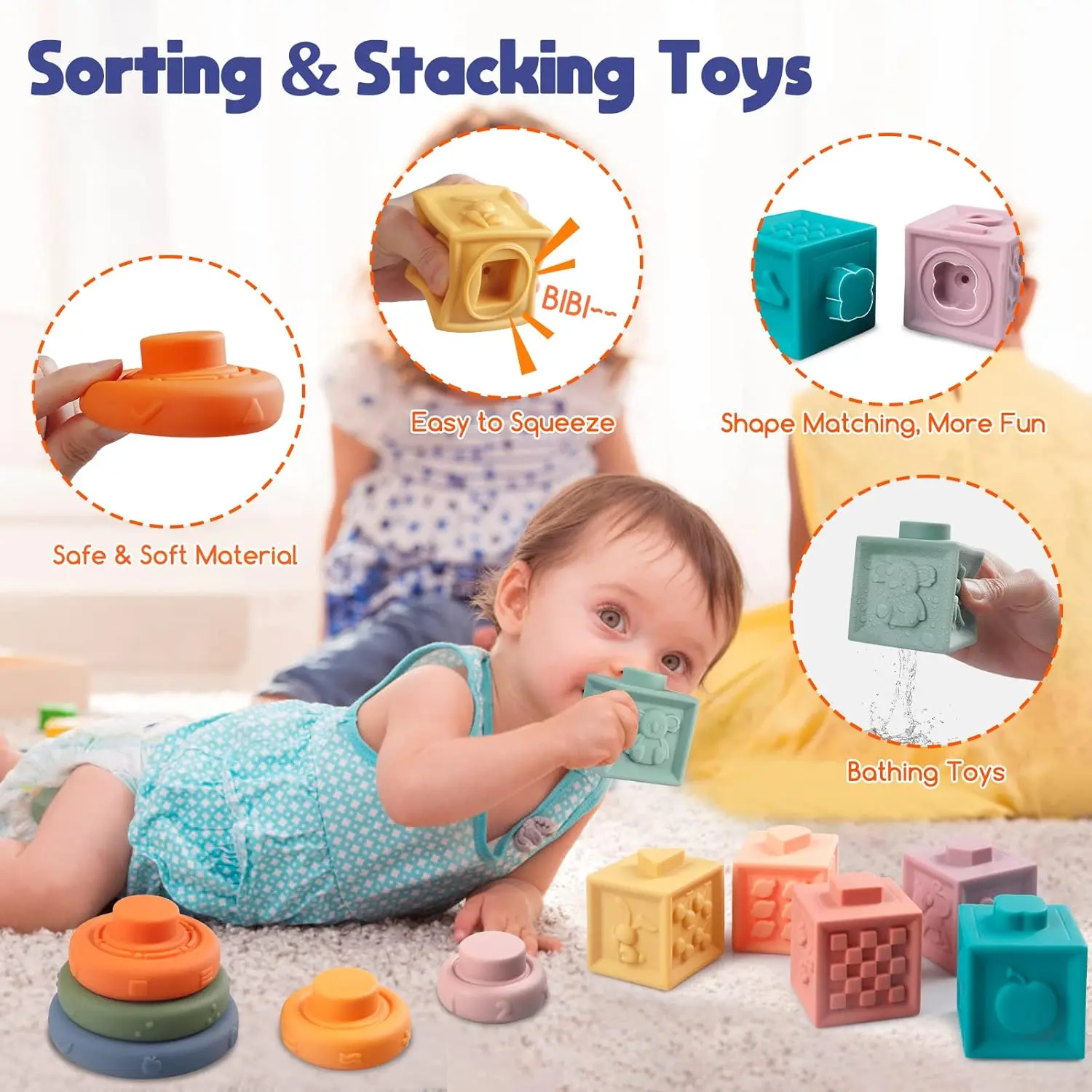 String Teethers Montessori Baby Toys 4 in 1 Pull String Set - TikTok Shop