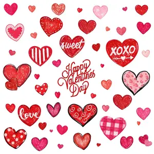 6 pcs,Valentine's Day Window Stickers Set, & Heart Design, Perfect for Home Decor, Weddings, Anniversaries, Parties, Shop Windows