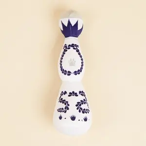Pet Sound Colorful Enamel Wine Bottle Shape Dog Cat Toy, Blue-And- Porcelain Pattern, Solo Play, Stress Relief, Pet Toys