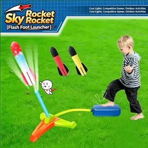 Sky Rocket Light-Up Flying Rocket Skyrocket Plane Foot Launcher Outdoor Toys for Kids, Boys and Girls