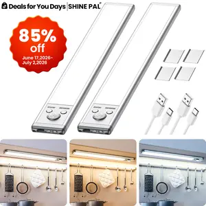 SHINE PAL Under Cabinet Lights,Motion Sensor Night Light Indoor,1500mAh USB Rechargeable Light,Magnetic Installation Dimmable Lights for Kitchen,Wardrobe,Pantry, Closet,Bathroom,Stairs,Sink Cabinet,Garage,Father's Day Gift
