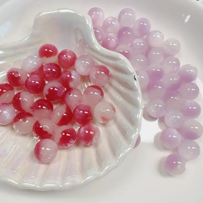 UV-Reactive Color-Changing Synthetic Round Beads for Crafts - 10/12mm, Fine Glitter, Ideal for Jewelry Making, DIY Projects