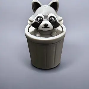 Raccoon Trash Can Clicker Keychain