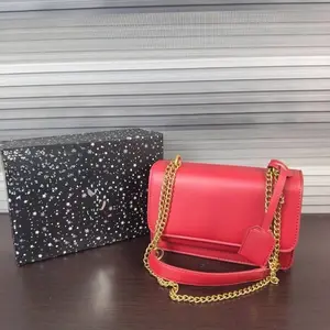Red Leather Flap Shoulder Bag