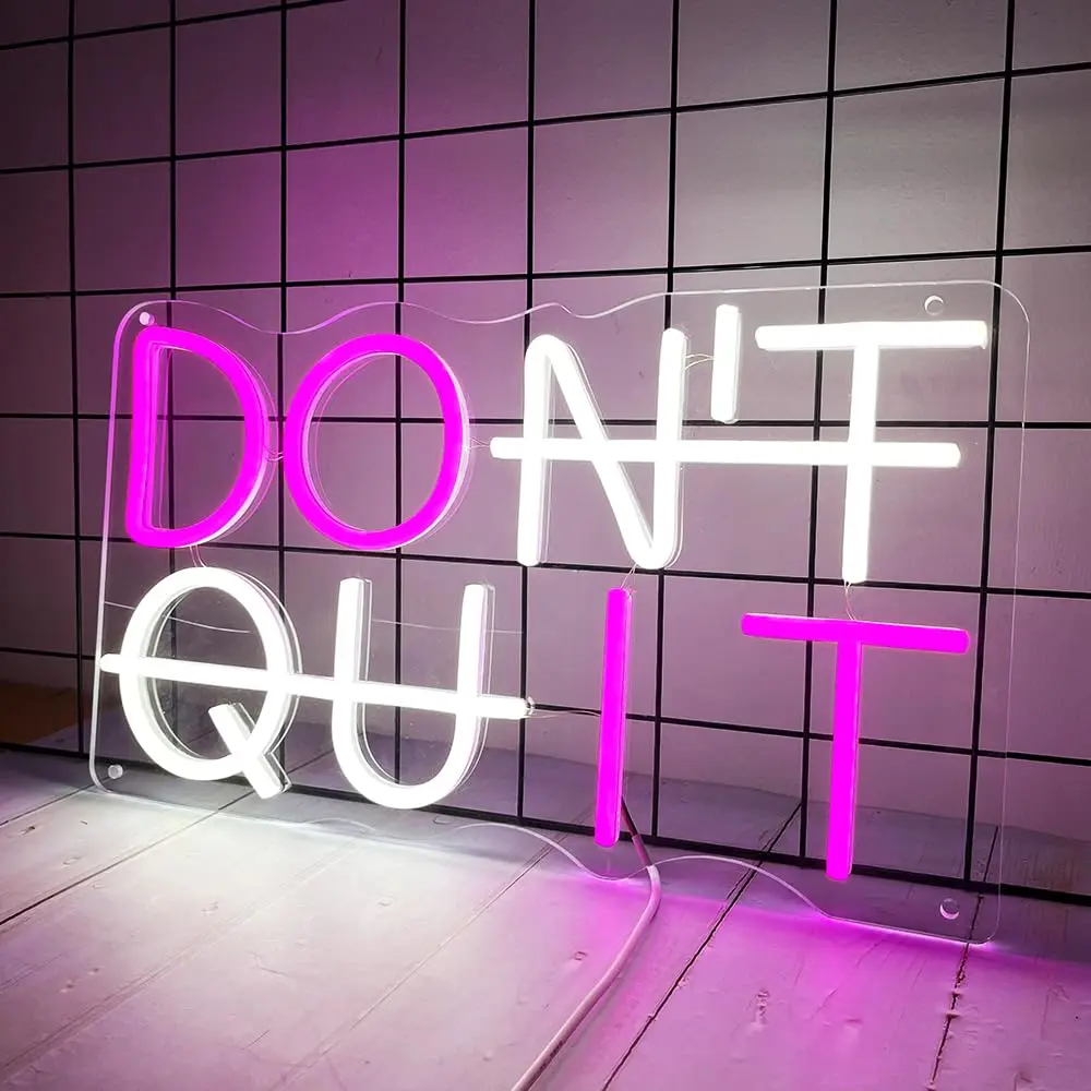 Don't Quit Neon Sign, USB Powered LED Neon Light Sign, Indoor Decorative Light, Dimmable LED Light for Bedroom, Office, Gym, Man Cave, Gamer Room Decor
