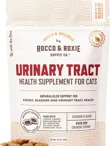 Rocco & Roxie Cat Urinary Tract Health Supplement – Cranberry & D-Mannose for Kidney, Bladder & UT Support – Vet Recommended Chicken-Flavored Crunchy Chews – Made in USA