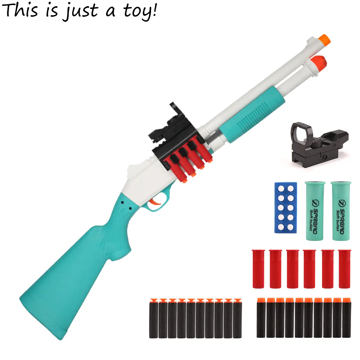 JH2027B Air-Powered Foam Dart Blaster Toy - Manual Loading Outdoor Game Launcher with Shell Ejection, Portable Backyard Play Set with Darts & Accessories, Teenage Boy Gifts, Cool Boy Gifts for Kids Outdoor Play Ages 14+