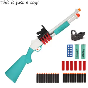 JH2027B Air-Powered Foam Dart Blaster Toy - Manual Loading Outdoor Game Launcher with Shell Ejection, Portable Backyard Play Set with Darts & Accessories, Teenage Boy Gifts, Cool Boy Gifts for Kids Outdoor Play Ages 14+