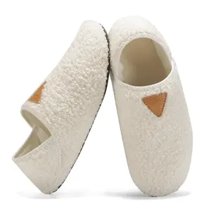 Women's Stylish Quiet Non-Slip Closed-Toe Teddy Fleece Footwear - Convertible Heel Fluffy Sports Slides for Home, Bedroom
