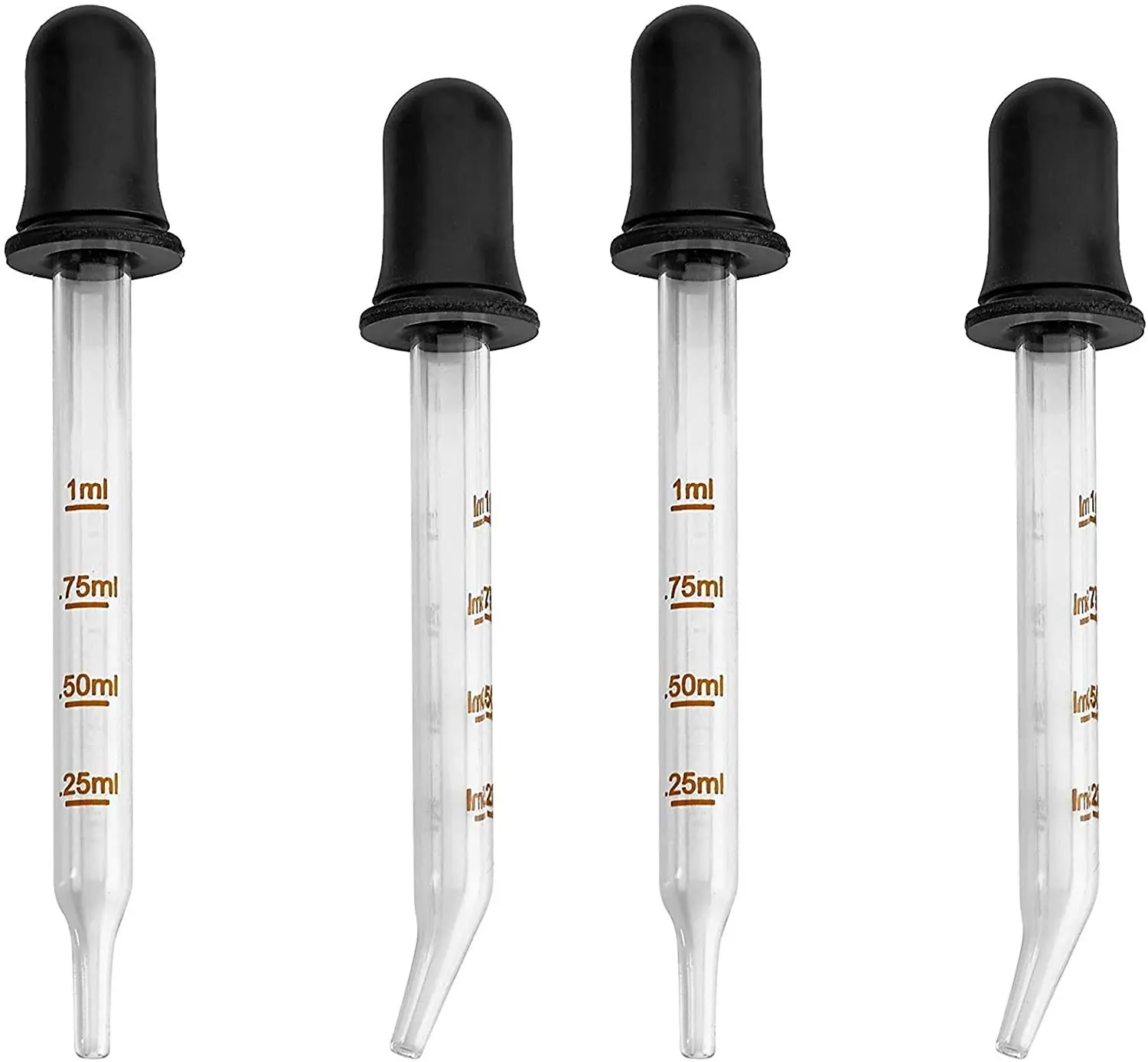Eye Dropper - Bent & Straight Tip Calibrated Glass Medicine Pipette for Essential Oils | Accurate Easy Dose & Measurement Healthcare Plastic