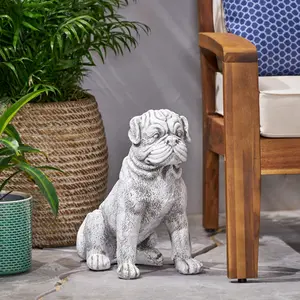 14.50" H Weather-Resistant Concrete Dog Garden Statue