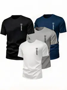 Summer American Vertical Shield Print Short Sleeve T-Shirt, Western Cowboy Outdoor Lover Style, Loose-Fit Streetwear for Adults