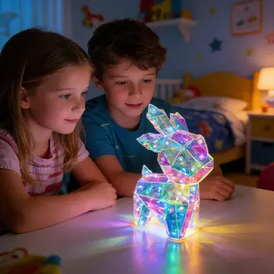 1PC romantic and colorful deer atmosphere light, cute animal shape luminous decorative light, bedside romantic night light, USB powered, exquisite room decoration gifts, graduation season, Easter, wedding decoration gifts
