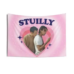 Stuilly fan girl Flag, Billy Loomis - Stu Macher Indoor Wall Tapestries, Billy and Stu Flag, Tapestry Wall Hanging