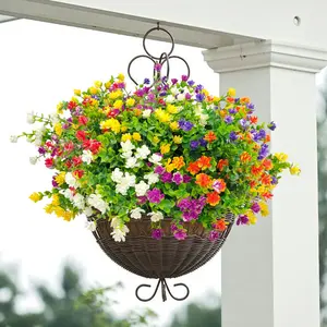 6 Color Mixing Artificial Flowers, 6 Bundles Realistic Faux Plants, Weatherproof Pe Fake Plants for Indoor & Outdoor Decor, Artificial Flower Decorations