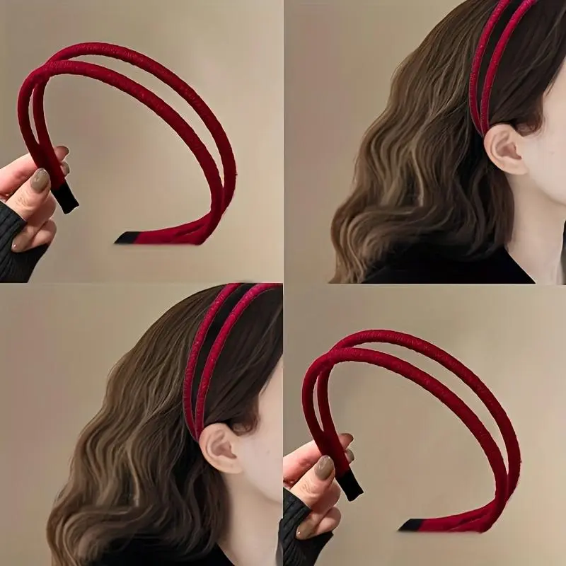 Women's Elegant Retro Fabric Ribbon Headband - Double Layer, Soft Fabric Hair Accessory, Suitable for Daily Use, Parties, Christmas, Fabric Ribbon Headbands