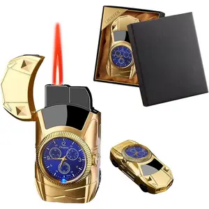 Windproof Lighter With Watch, Creative Cool Sports Car-Shaped Lighters, Novelty Jet Flame Torch Lighter, Refillable Butane Lighter for Gifts Outdoor Indoor(Without Butane)