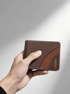 Men's Vintage Colorblock Wallet, Short Horizontal Design, Multiple Card Slots with Zipper, Casual Style for Daily Use