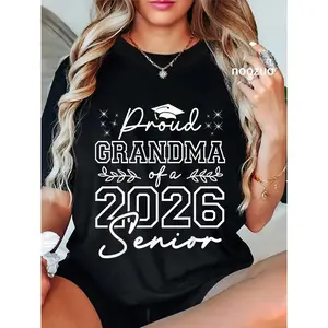 100% Cotton Funny Senior Grandma Class of 2026 Proud Grandma of Graduate T-Shirt