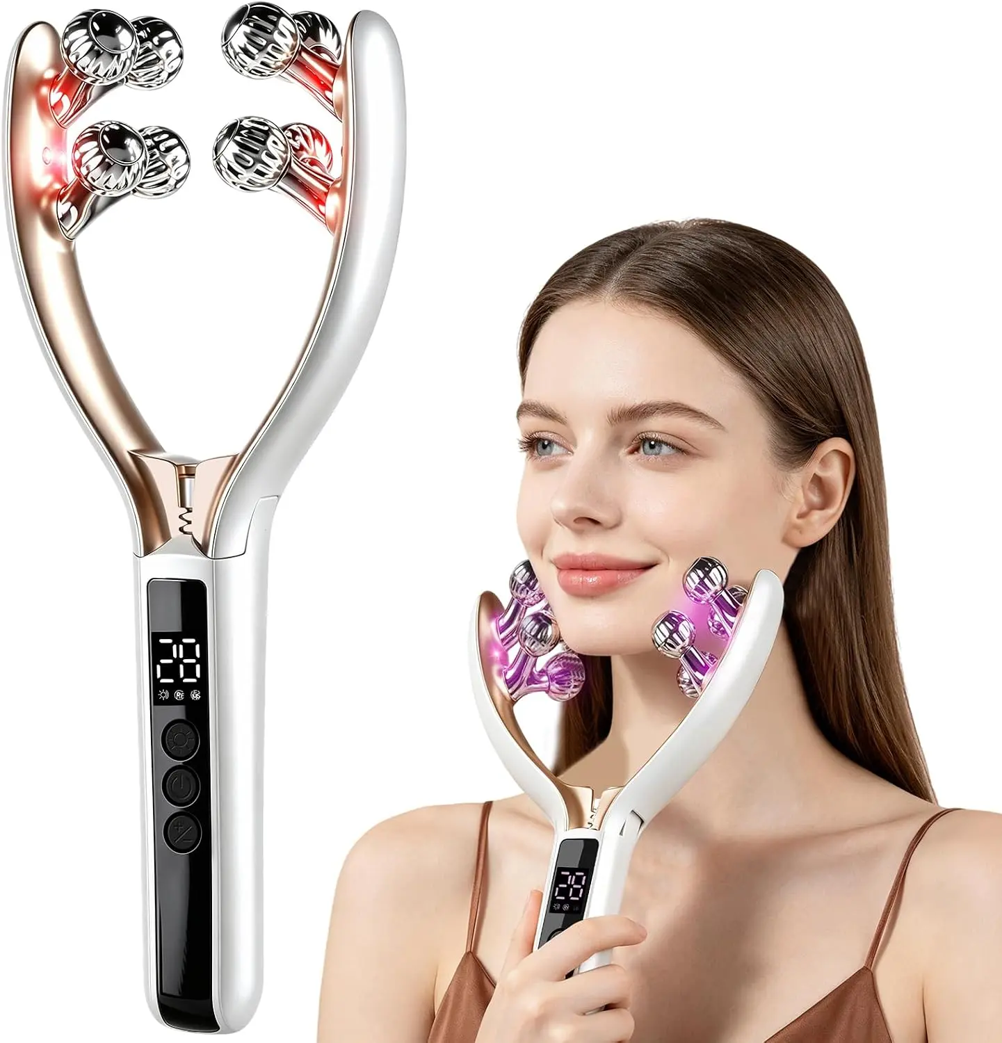 Facial Massager, Face Roller TMJ & Jaw Relax Massage Tool, Facial Contouring Shaping Massage Device for Women, Rechargeable for Home & Travel Use Waterproof Therapy Massage Device