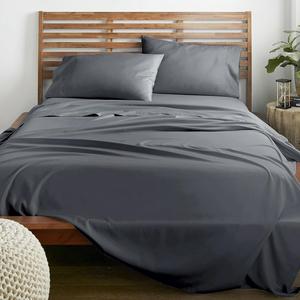 4 pc solid bed sheets - brushed microfiber 14 inches deep pocket sheets & embroidered pillowcases without filler - fade resistant