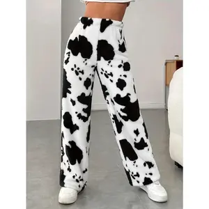 2025 New Shien High-Waisted Casual Pants Comfortable Autumn/Winter Plaid Cowhide Cross-Border Fast Selling Trousers