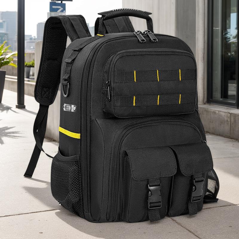 Professional Electrician Tool Backpack - Heavy Duty Waterproof with Removable Organizer, 59 Pockets Large Capacity for Technicians DIYers, 600D Oxford Fabric