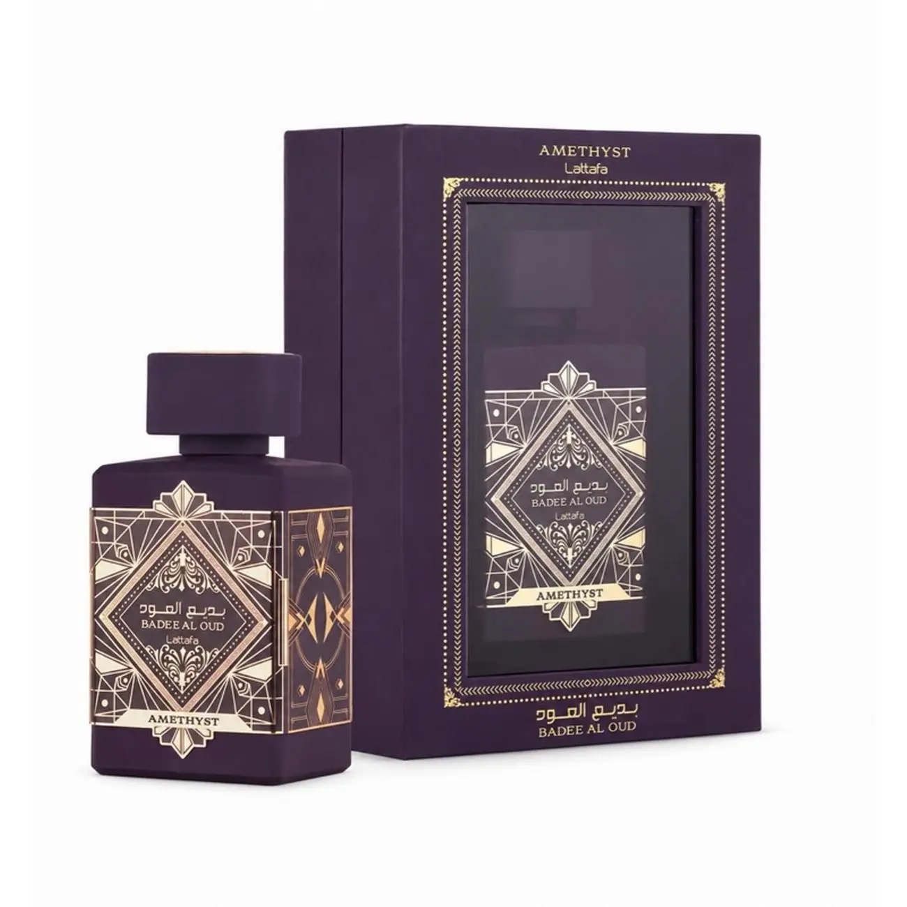 Amethyst Luxe - Bade Al Oud Fragrance, Elegant Purple Bottle with Gold Accents, Luxurious Gift Box, Perfume for Men
