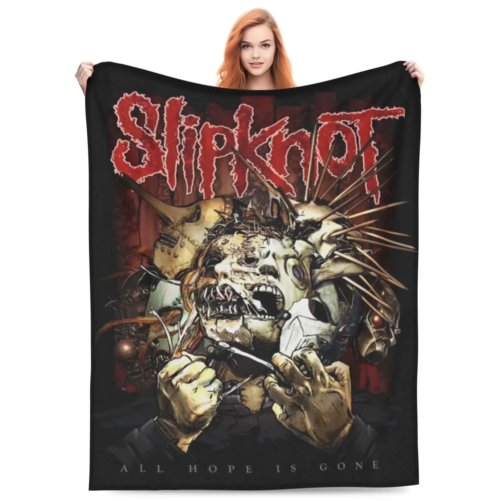 Slipknot themed printed flannel blanket, super soft and warm, lightweight and durable, a must-have for sofas, bedrooms, offices, and ideal gifts