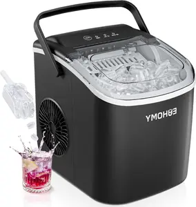 Portable Countertop Ice Maker – 26.4lbs/Day, 9 Ice Cubes in 6 Mins, Auto-Cleaning, with Handle, Basket & Scoop